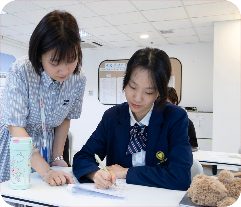 Students interacting in class